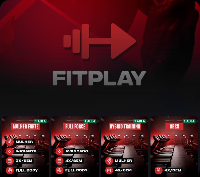 Interface do aplicativo FitPlay